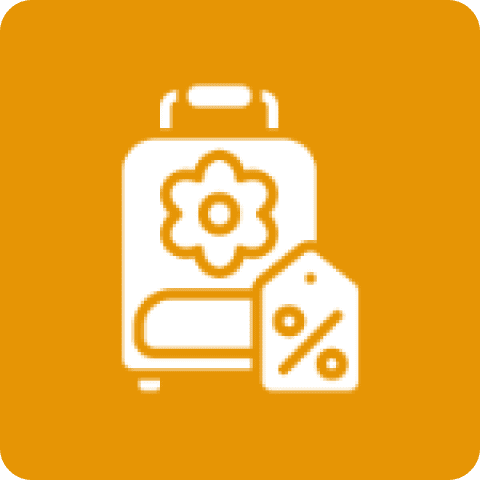 Suitcase with flower and discount tag